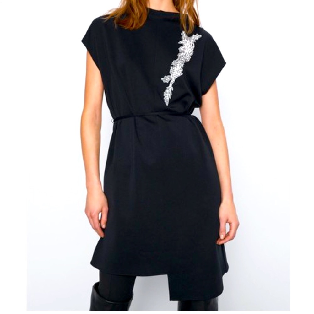 NWT Zara bejeweled asymmetrical hem dress